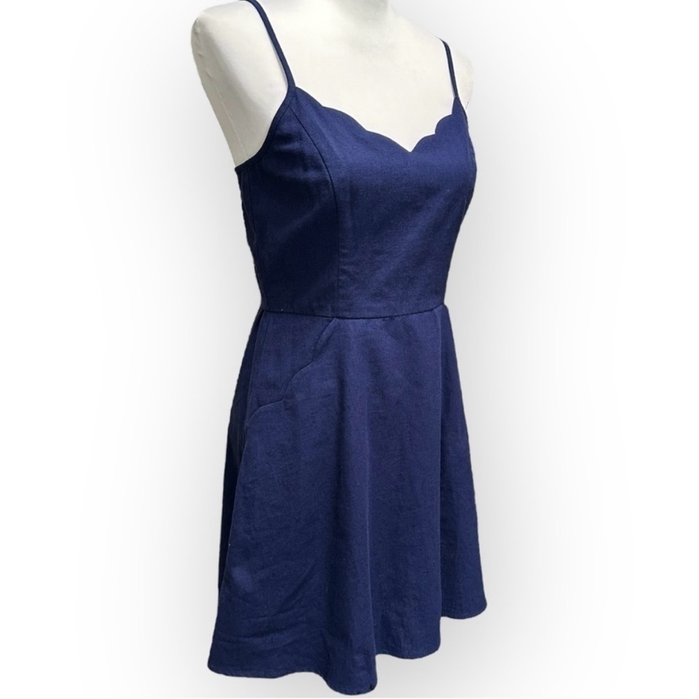 Scallop Detail Blue Mini Sundress